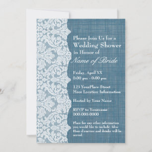 Bridal Shower: Denim and Lace Pattern Invitation