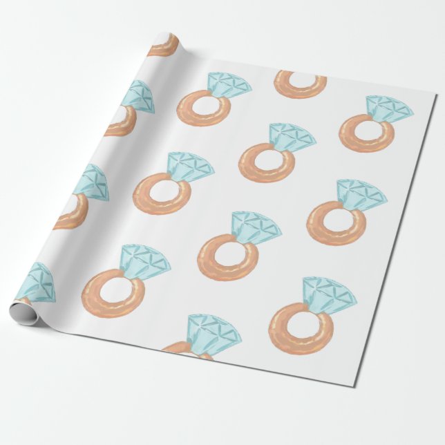 Bridal Shower Diamond Ring Wrapping Paper (Unrolled)