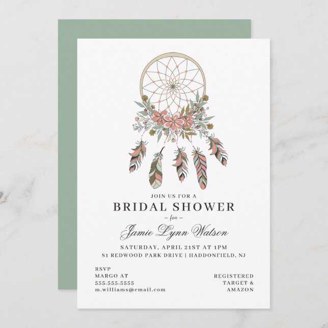 Bridal Shower | Dream Catcher Invitation (Front/Back)