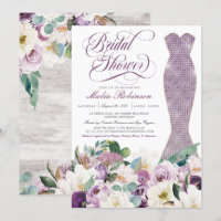 Bridal Shower Dress Glam Gown Botanical Lavender 
