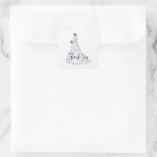 Bridal Shower Dress Thank you Square Sticker