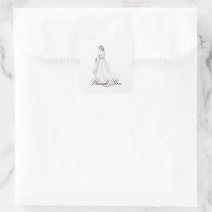 Bridal Shower Dress Thank you Square Sticker