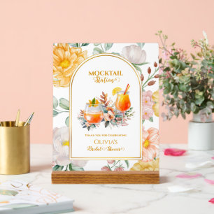 Bridal Shower Drink Bar Floral Mocktail Station Acrylic Sign