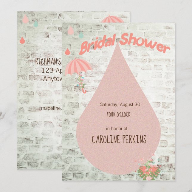 Bridal Shower Drops on Brick Invitation (Front/Back)