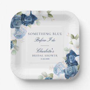 Bridal Shower Dusty Blue Floral Paper Plate