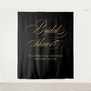 Bridal shower elegant black and gold backdrop tapestry