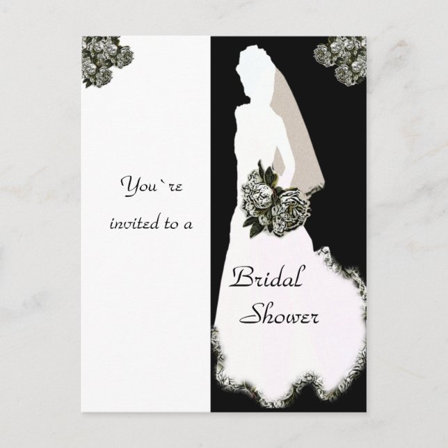 Bridal Shower Elegant Black and White Template (Front)