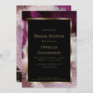 BRIDAL SHOWER   Elegant Bold Berry Wine Strokes Invitation