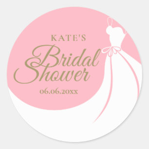 Bridal Shower Elegant Gown Blush Pink Classic Round Sticker