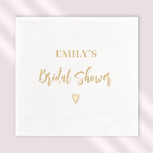 Bridal Shower Elegant Modern Heart Gold Foil Napkins