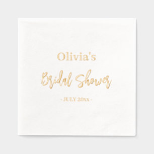 Bridal Shower Elegant Modern Minimal Script Gold Foil Napkins
