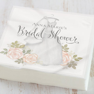 Bridal Shower Elegant Modern Simple Floral Dress Napkin