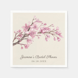 Bridal Shower Elegant Pink Cherry Blossoms Napkin