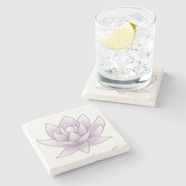 Bridal Shower Elegant Pink Lotus Favour Stone Coaster (Side)