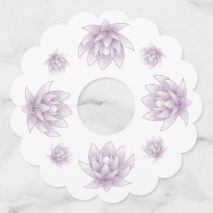 Bridal Shower Elegant Pink Lotus Wine Glass Tag