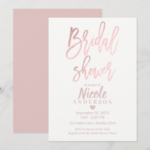 BRIDAL SHOWER Elegant Rose Gold Foil Modern Script Invitation