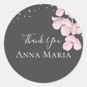 Bridal Shower Elegant Rustic Thank You Favour Classic Round Sticker