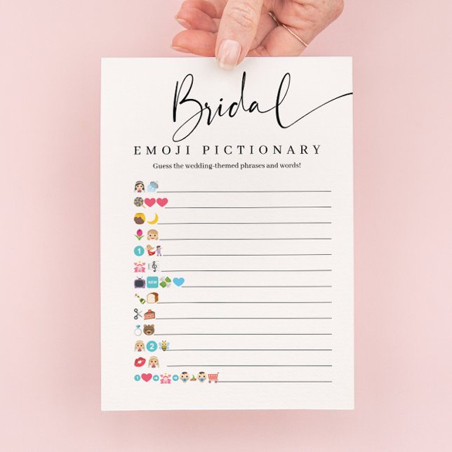 Bridal Shower Emoji Pictionary Game Card (Creator Uploaded)