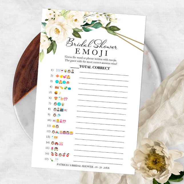 Bridal Shower Emoji Pictionary Greenery Geometric Flyer (Creator Uploaded)