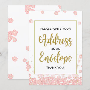 Bridal Shower Envelope Sign Pink and Gold Invitation