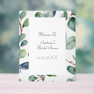 Bridal Shower Eucalyptus Green Leaves Cool Wedding Acrylic Sign