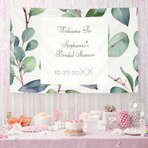 Bridal Shower Eucalyptus Green Leaves Cool Wedding Banner