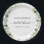 Bridal Shower Eucalyptus Greenery Boho Garden Paper Plate<br><div class="desc">Eucalyptus Greenery Succulent Botanical Watercolor Spring Wedding Paper Plates on white background - includes beautiful and elegant script typography with modern botanical leaves and greenery for the special Wedding day celebration.</div>