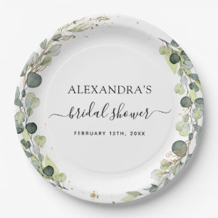 Bridal Shower Eucalyptus Greenery Boho Garden Paper Plate