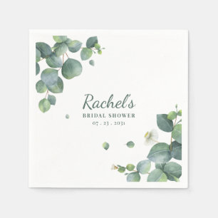 Bridal Shower Eucalyptus Greenery Custom Paper Napkin