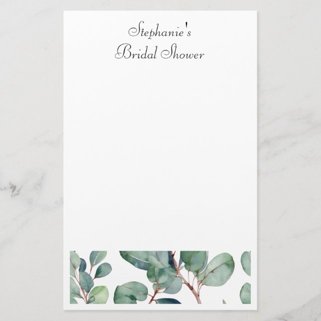 Bridal Shower Eucalyptus Greenery Elegant Wedding Stationery (Front)