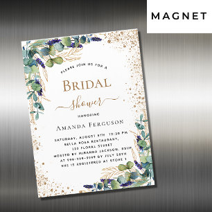 Bridal Shower eucalyptus greenery gold luxury Magnetic Invitation