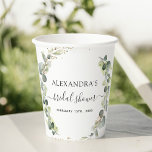 Bridal Shower Eucalyptus Greenery Paper Cups<br><div class="desc">Eucalyptus Greenery Succulent Botanical Watercolor Spring Wedding Paper Cups - includes beautiful and elegant script typography with modern botanical leaves and greenery for the special Wedding day celebration.</div>