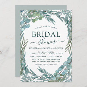 Bridal Shower Eucalyptus Greenery Watercolor Invitation
