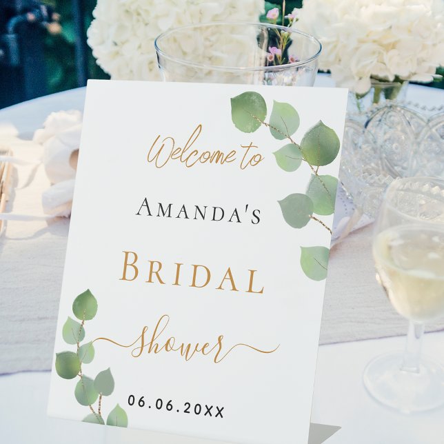 Bridal Shower eucalyptus greenery welcome Pedestal Sign (Creator Uploaded)