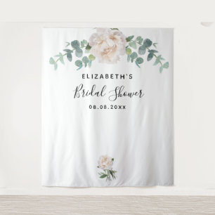 Bridal Shower eucalyptus greenery white elegant Tapestry