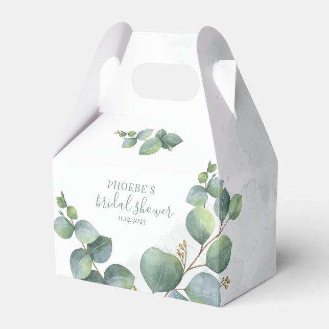 Bridal Shower Eucalyptus Succulent Botanical Favor Box (Front Side)