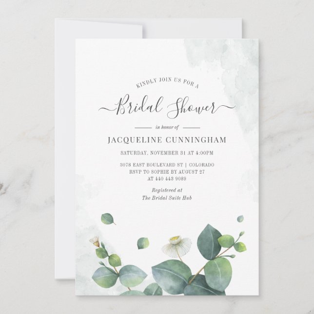 Bridal Shower Eucalyptus Succulent Greenery Invitation (Front)