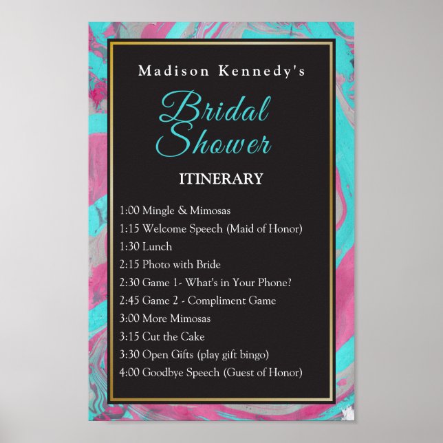 Bridal Shower Events Teal Fab Fun Poster (Front)