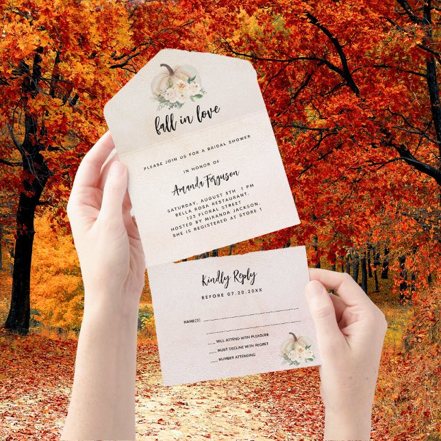 Bridal Shower fall in love pumpkin RSVP All In One Invitation (Creator Uploaded)