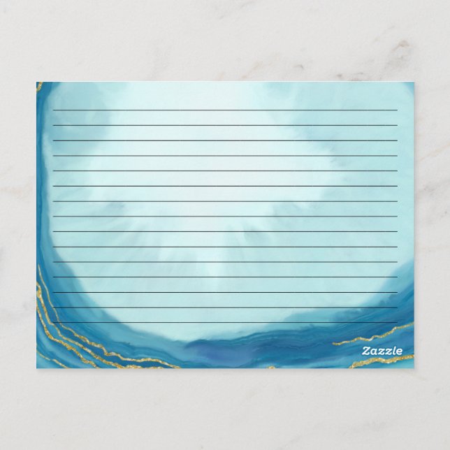 Bridal Shower Family Recipe Card Blue Geode Agate (Back)