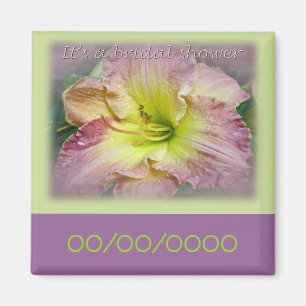 Bridal Shower Fancy Pink Daylily Blossom Magnet