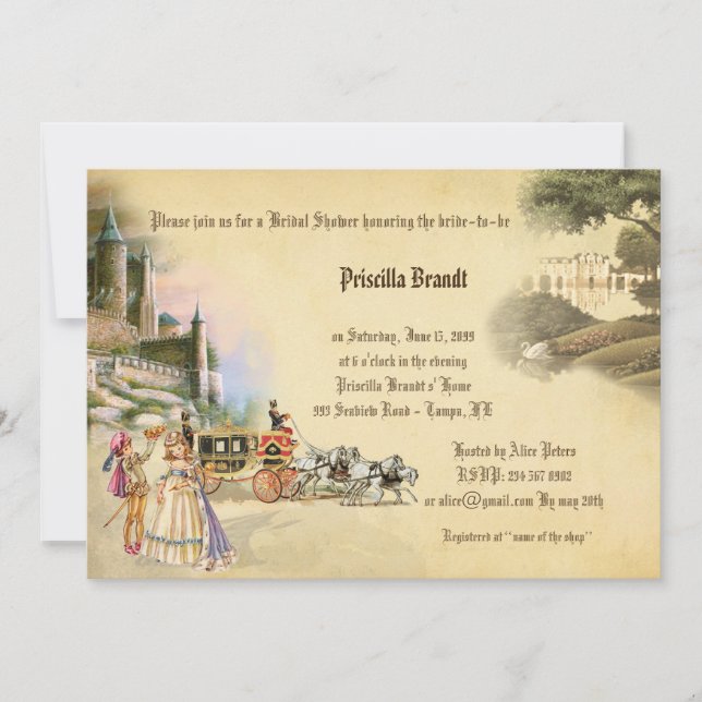Bridal Shower, Fantasy fairytale,romantic Invitation (Front)