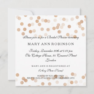Bridal Shower Faux Copper Foil Glitter Lights Invitation