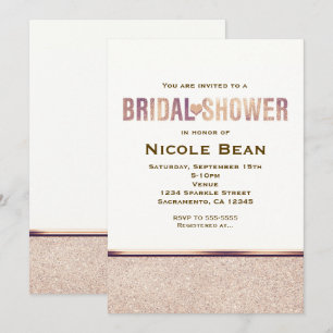 Bridal Shower Faux Rose Gold Champagne Invitation