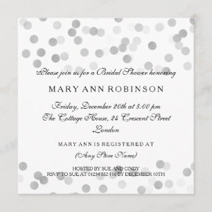 Bridal Shower Faux Silver Foil Glitter Lights Invitation