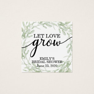 Bridal Shower Favor Tag, Plant Tag Let Love Grow