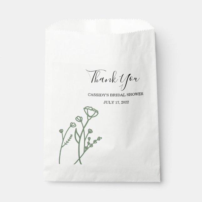 Bridal Shower Favour Bag Wildflower Sage (Front)