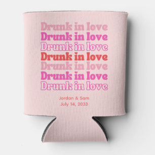 Bridal Shower Favour Drunk in Love Pink Can Cooler