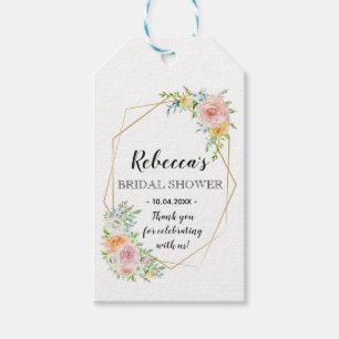 Bridal Shower Favour Gift Tag floral gold geometri