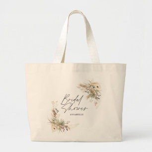 Bridal shower favour pampas eucalyptus elegant tot large tote bag